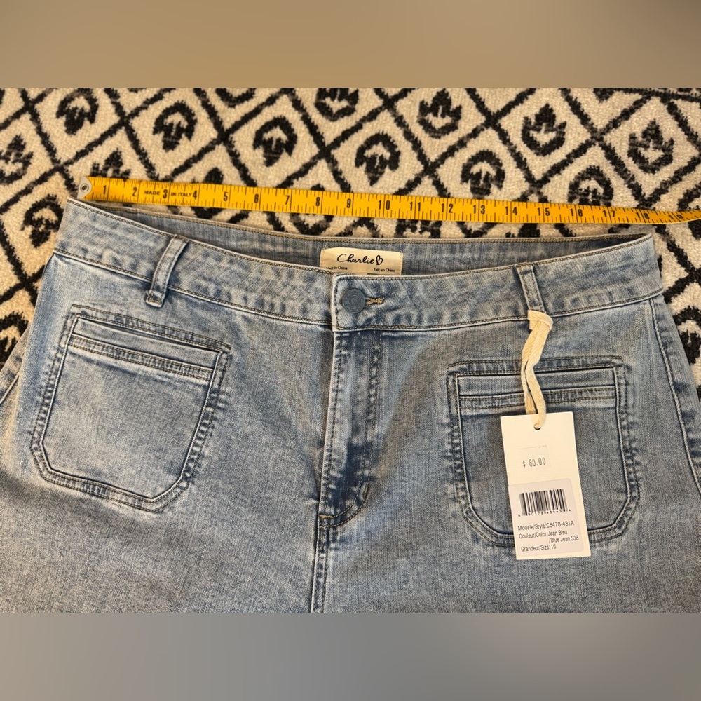 CHARLIE B Light Blue Wide Leg Cropped Jeans - Picture 2 of 5